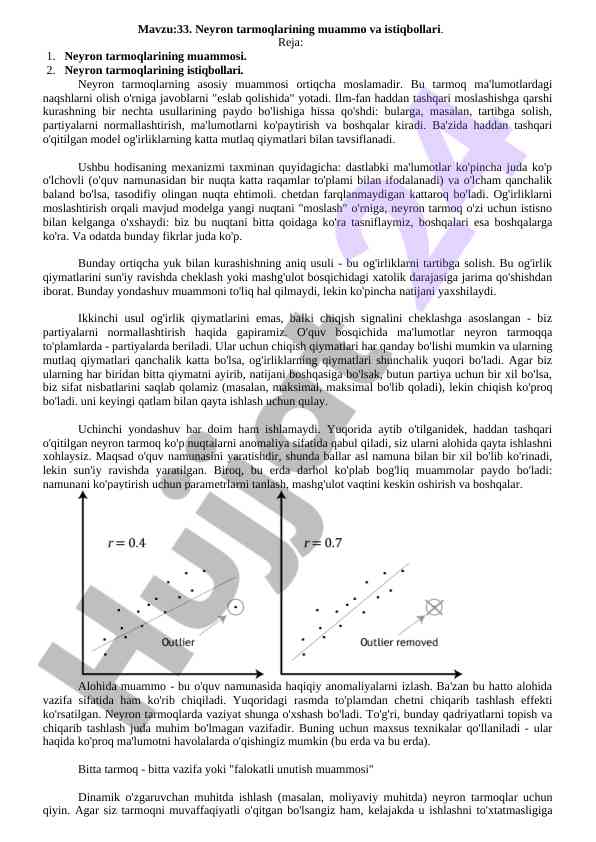 Neyron tarmoqlarining muammo va istiqbollari