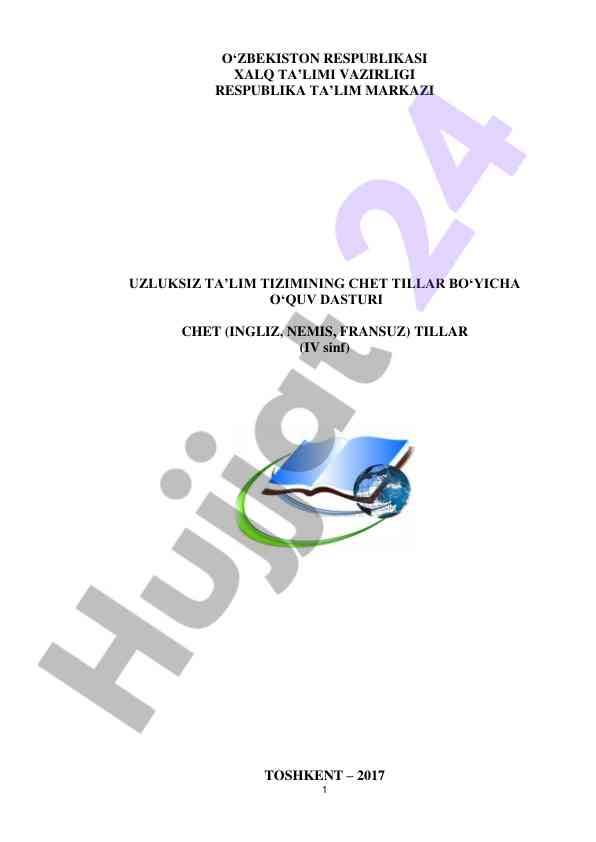 Chet tillar bo‘yicha o‘quv dasturi iv sinf