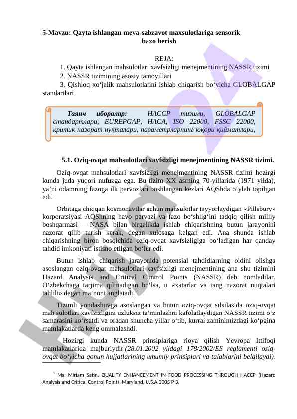Qayta ishlangan meva-sabzavot mahsulotlarining sensorik baxosi