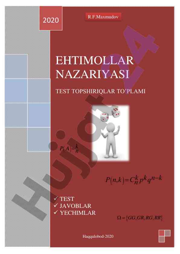 Ehtimollar nazariyasi test topshiriqlari 2020
