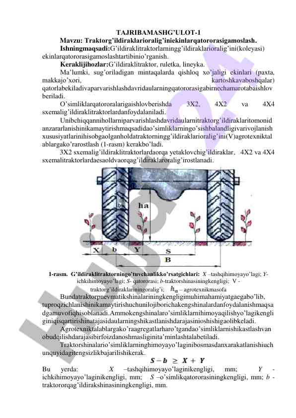 Traktorlarda g'ildiraklar oralig'ini o'rganish