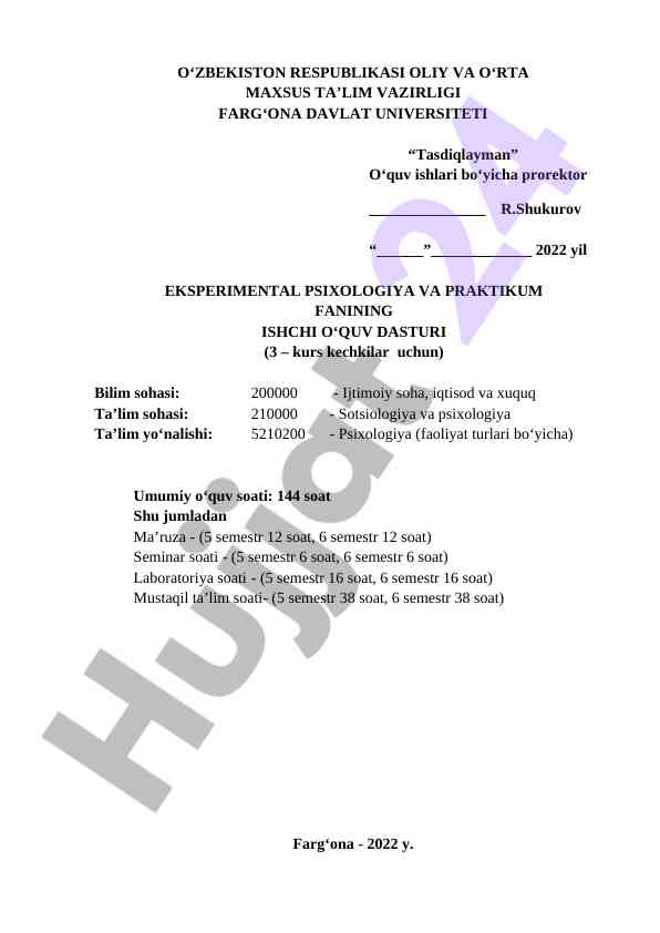 Experimental psychology and practicum course program