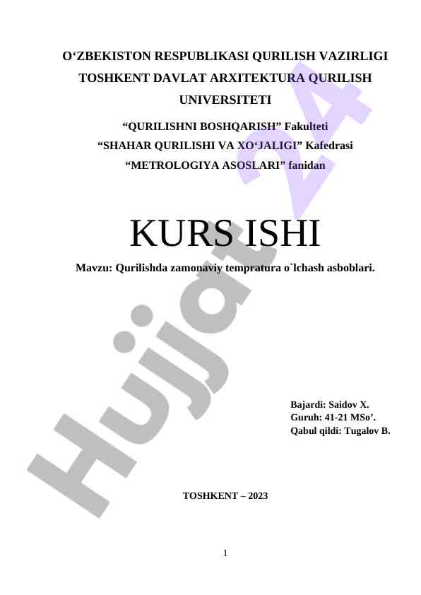 Zamonaviy tempratura o'lchash asboblari qurilishda