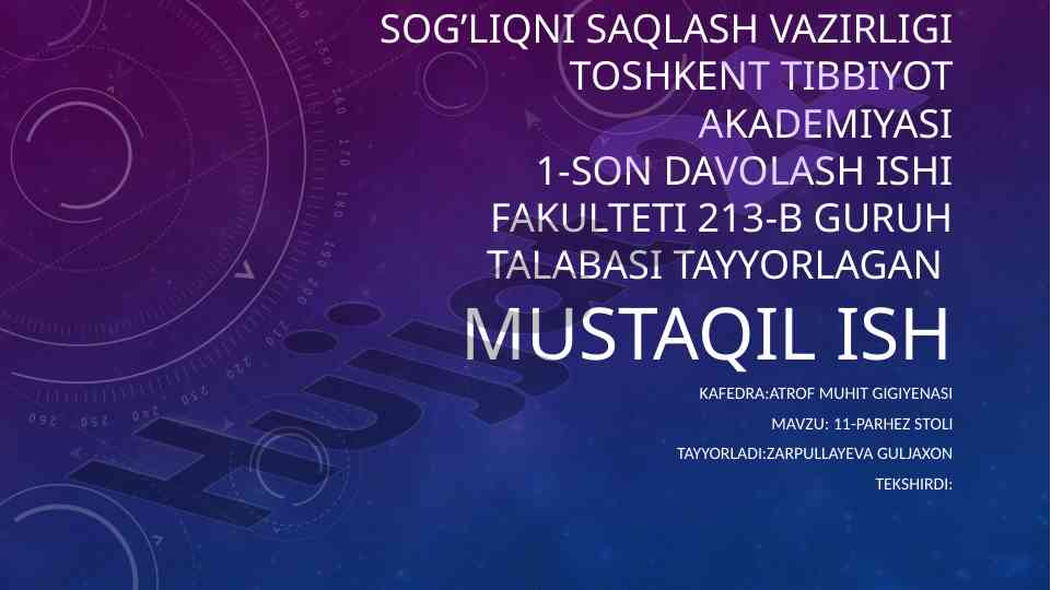 11-parhez stoli haqida ma'lumotlar