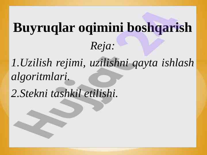 Buyruqlar oqimini boshqarish asoslari va dizayni