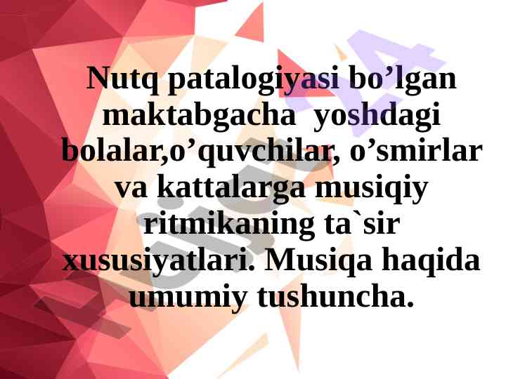 Musiqiy ritmikaning ta'siri yosh bolalar uchun