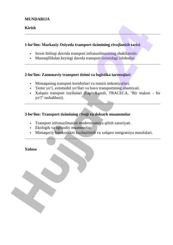 Markaziy osiyoda transport tizimi tarixi