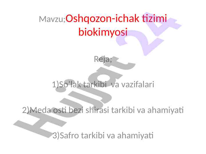 Oshqozon-ichak tizimi biokimyosi tahlili