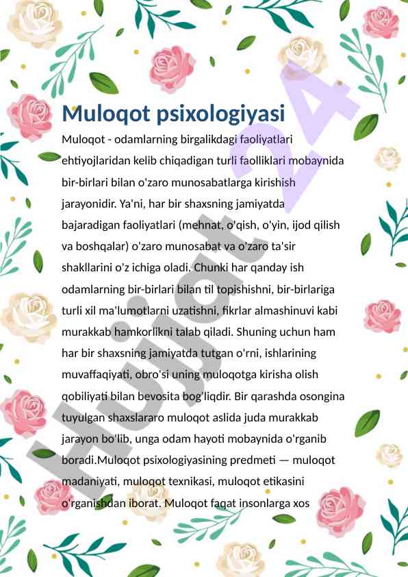 Muloqot psixologiyasi va uning ahammiyati