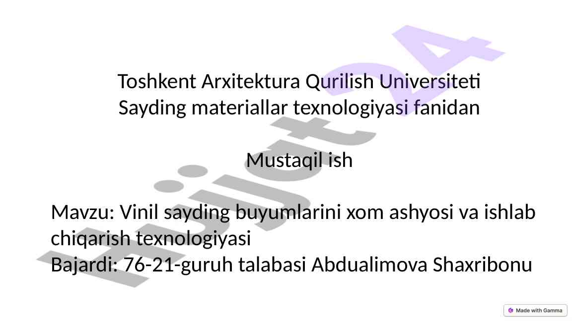 Vinil sayding xom ashyosi va ishlab chiqarish texnologiyasi