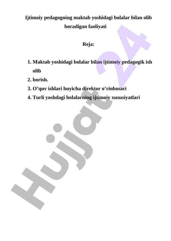 Ijtimoiy pedagog faoliyati maktab yoshidagi bolalar bilan