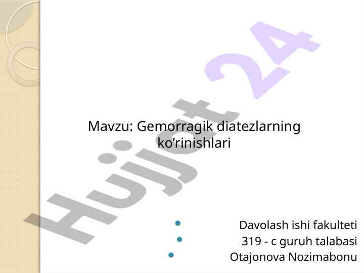 Gemorragik Diatezlarning Ko'rinishlari