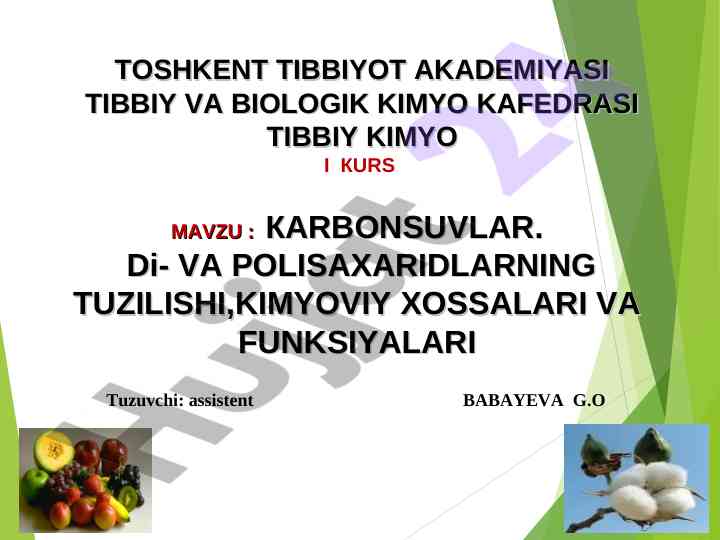 Karbon suvlar: tuzilishi va kimyoviy xossalari