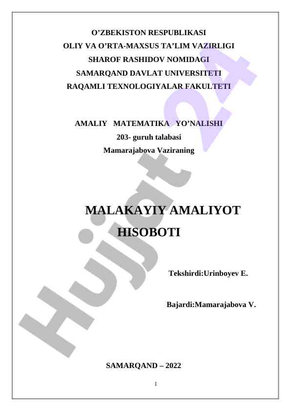 Chiziqli tenglamalar sistemasi bo'yicha amaliy masalalar
