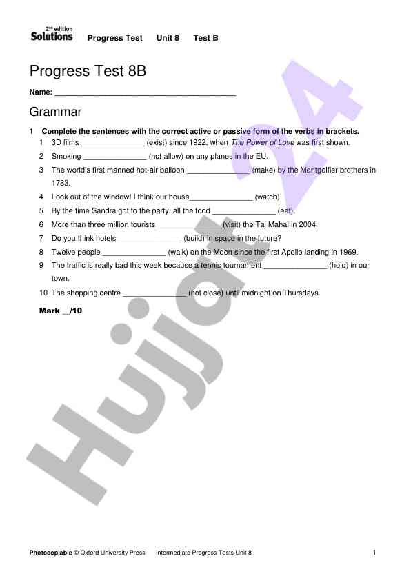 Progress test unit 8 grammar exercises overview