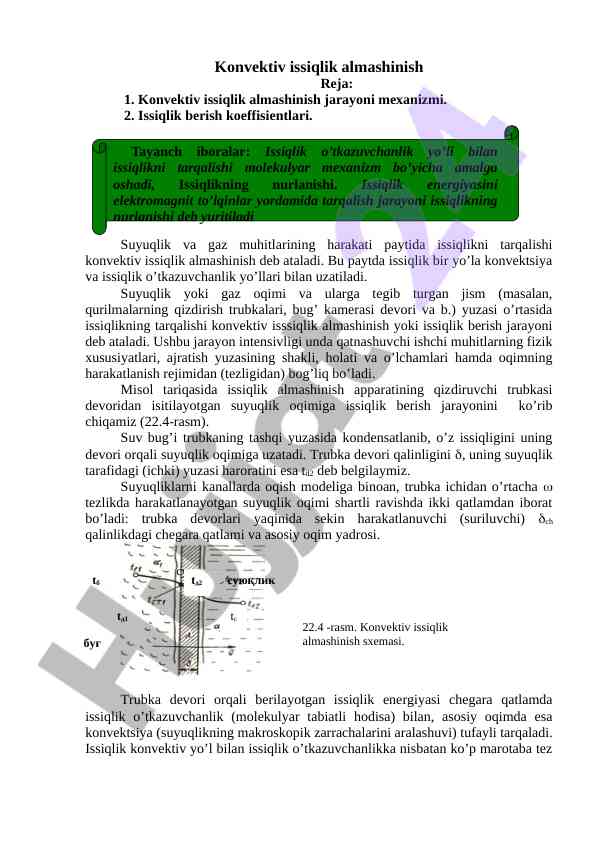 Konvektiv Issiqlik Almashinish Jarayoni