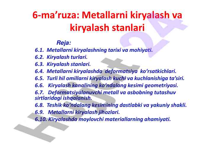 Metallarni kiryalash va kiryalash stanlari