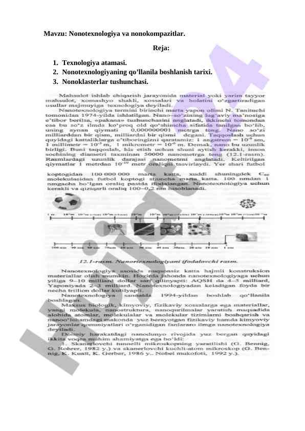 Nonotexnologiya va nonokompazitlar mavzusi