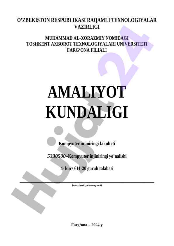 Amaliyot kundaligi bo'yicha hisobot
