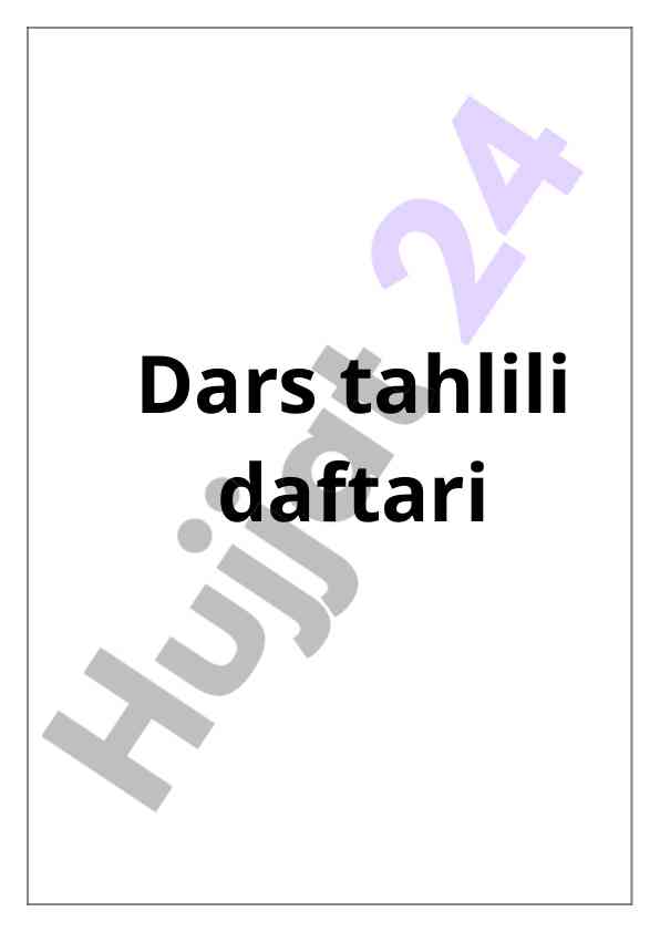 Dars kuzatish va psixologik tahlil qilish daftari