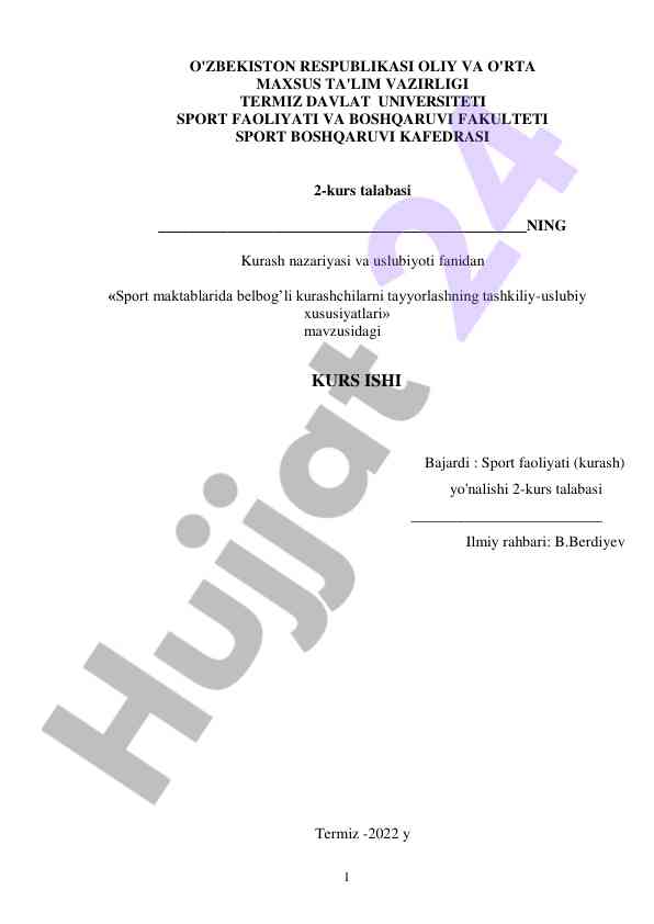 Sport maktablarida kurashchilarni tayyorlash
