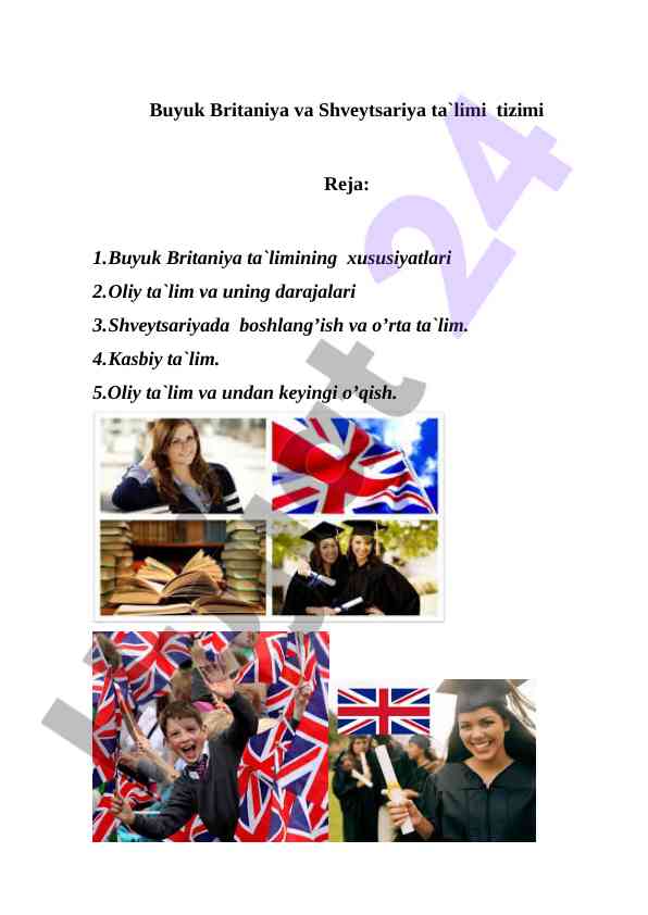 Buyuk britaniya va shveytsariya ta`lim tizimi