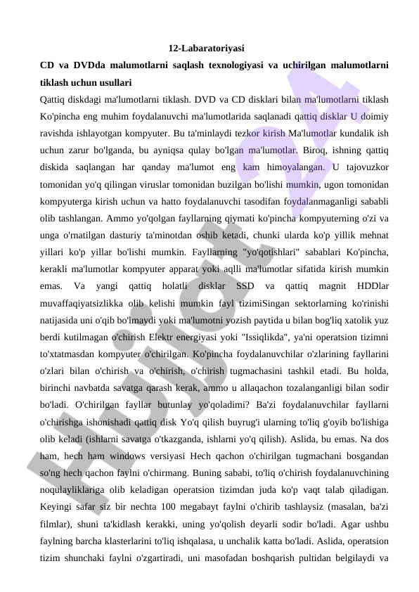 Ma'lumotlarni tiklash texnologiyalari tadqiqoti