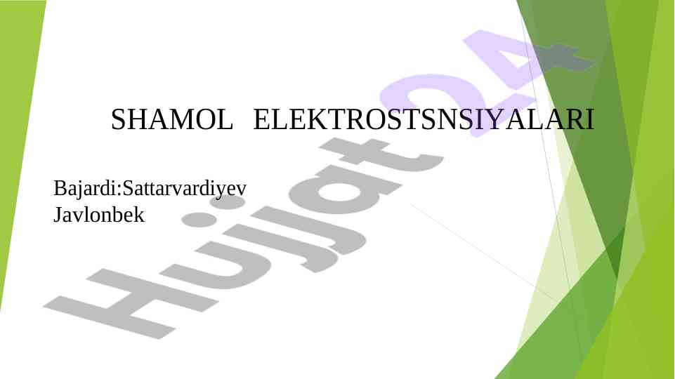 Shamol energiya va elektr stansiyalari tahlili