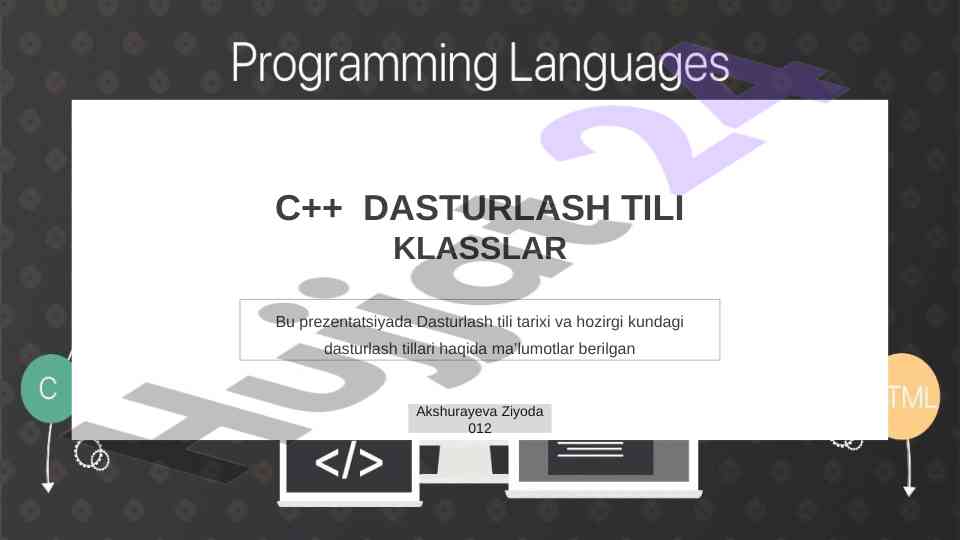 C++ dasturlash tili klasslar haqida prezentatsiya