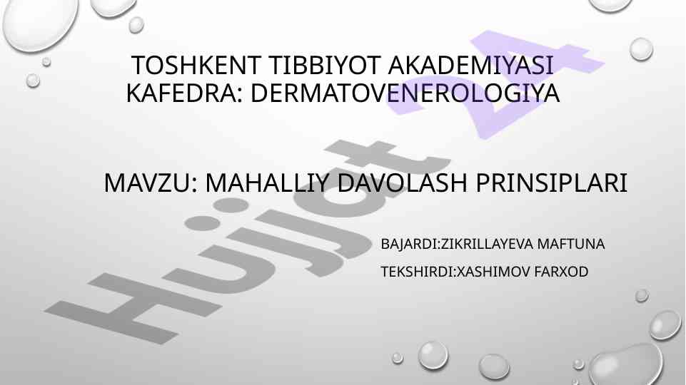 Mahalliy davolash prinsiplari tibbiyotda