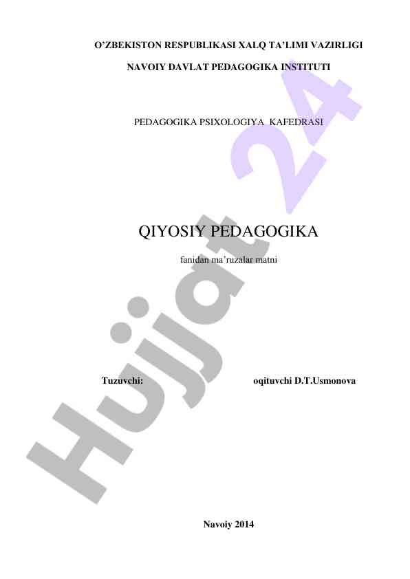 Qiyosiy pedagogika ta’limi ushbu jarayonda
