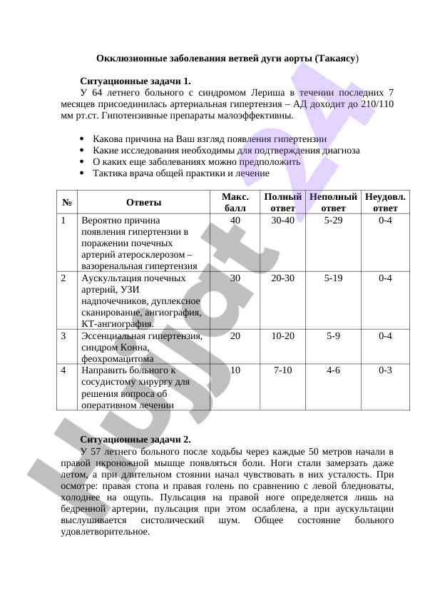 Окклюзионные заболевания дуговых артерий аорты
