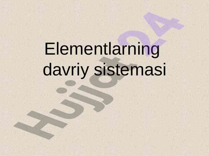 Davriy sistemalar: d.i.mendeleyevning ikkita varianti