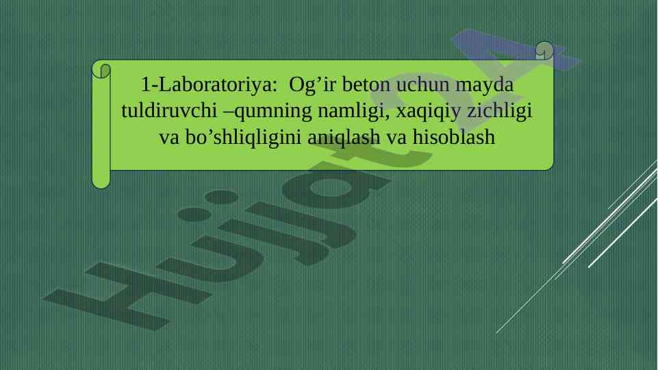 Og’ir betonning namligi va zichligini aniqlash