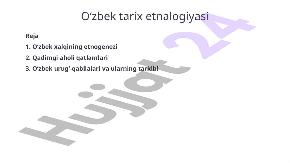 Oʻzbek xalqining etnogenezi va tarixiy rivojlanishi