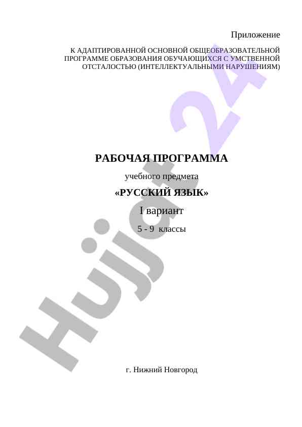 Программа русского языка для учащихся с нарушениями