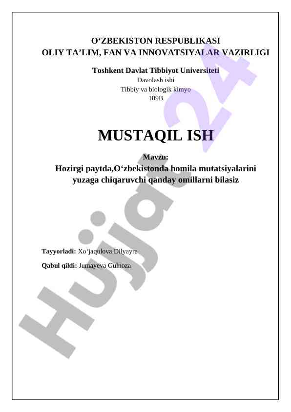 Hozirgi paytda o‘zbekistonda homila mutatsiyalari