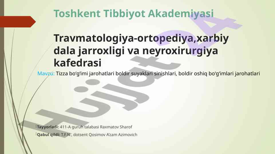 Tizza bo'g'imi jarohatlari va patologik holatlar