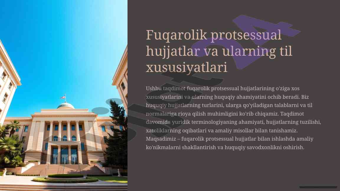 Fuqarolik protsessual hujjatlar va ularning til xususiyatlari