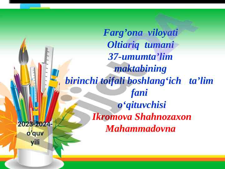 Matematika fanidan 4-sinf taqdimoti