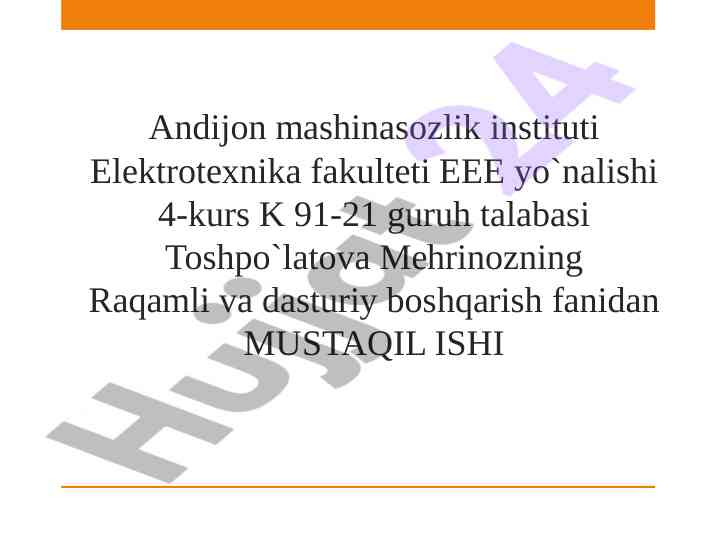 Avtomatik boshqarish tizimlari modellashtirish