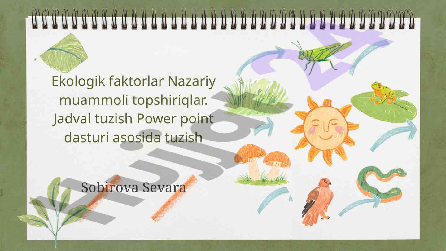 Ekologik faktorlar va ularning muammolari tahlili