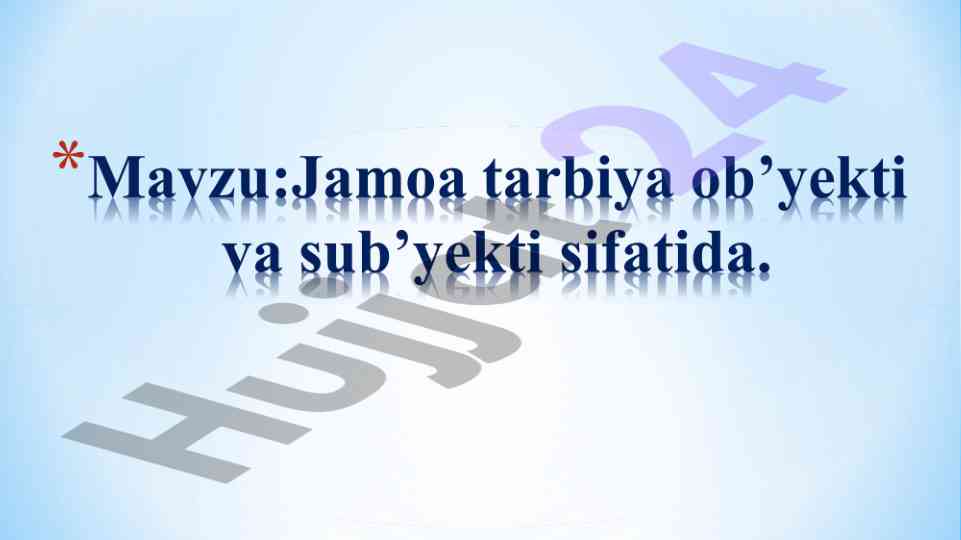 Jamoa haqida tushuncha va shart-sharoitlar