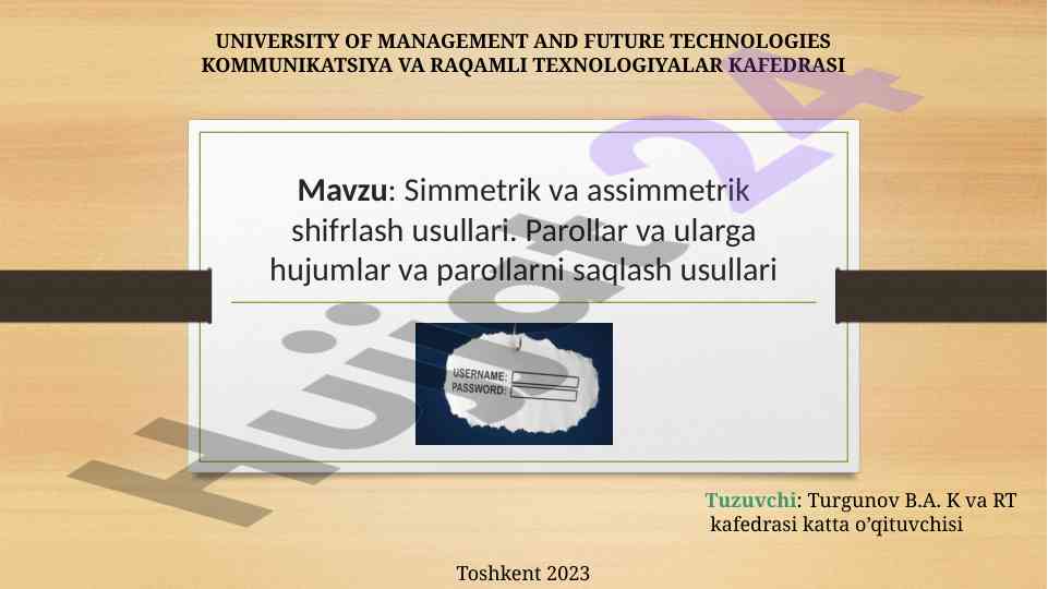 Simmetrik va assimmetrik shifrlash usullari