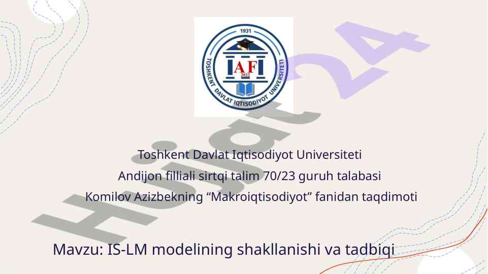Is-lm modelining shakllanishi va tadbiqi