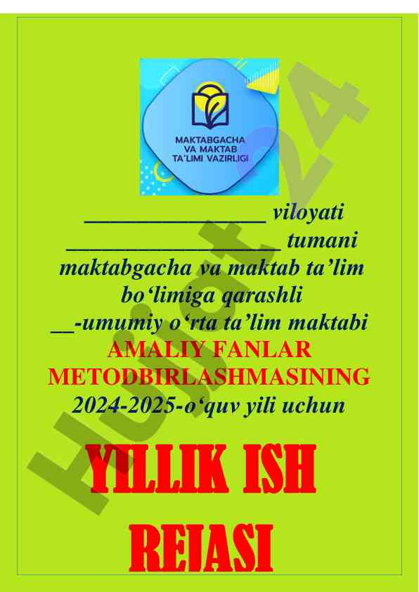 Amaliy fanlar metodbirlashmasining ish rejasi 2024-2025