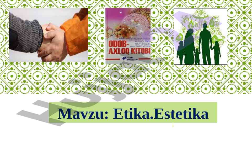 Etika va estetika falsafasi bo‘yicha referat
