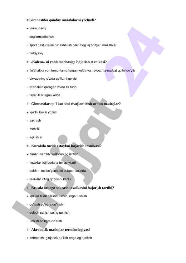 Gimnastika texnikalari va mashqlari