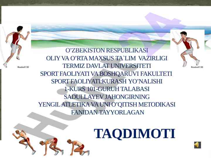 Yengil atletika va uni o'qitish metodikasi taqdimoti