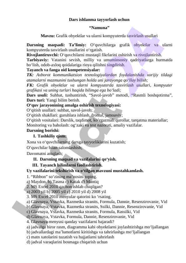 Grafik obyektlar va ularni kompyuterda tasvirlash
